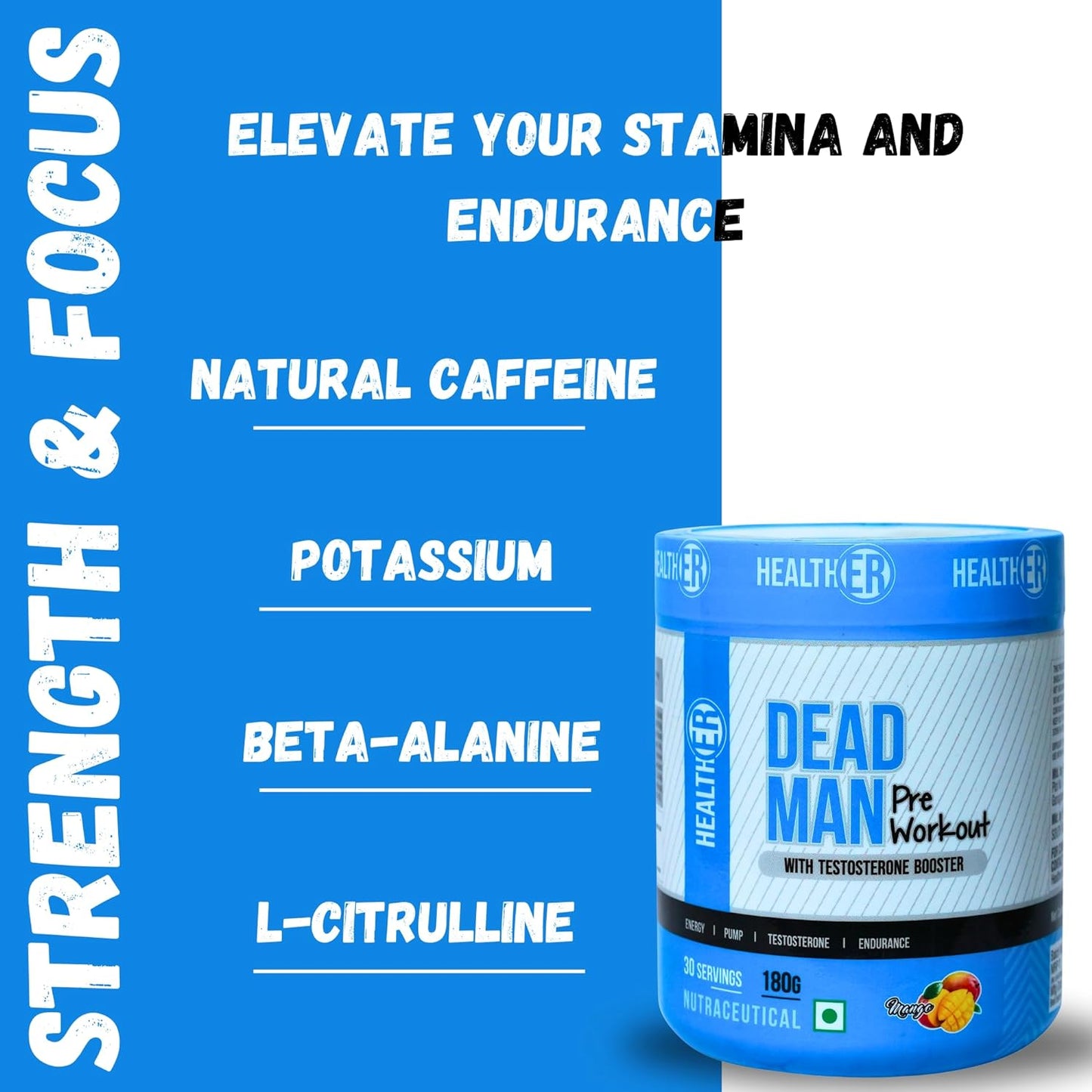 DeadMan Pre Workout with Testosterone Booster for Men & Women