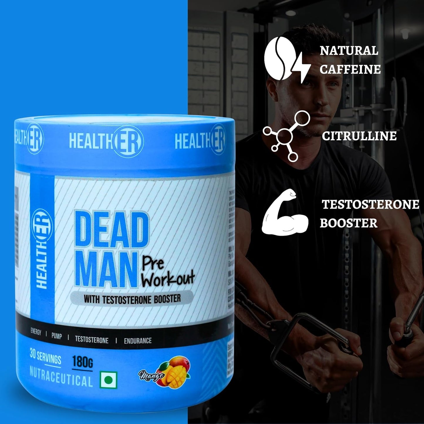 DeadMan Pre Workout with Testosterone Booster for Men & Women