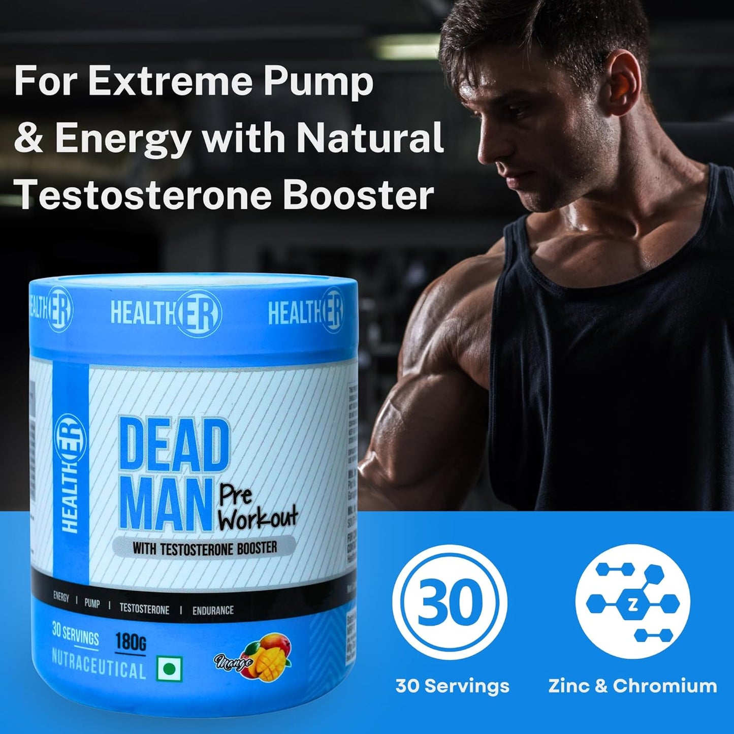 DeadMan Pre Workout with Testosterone Booster for Men & Women
