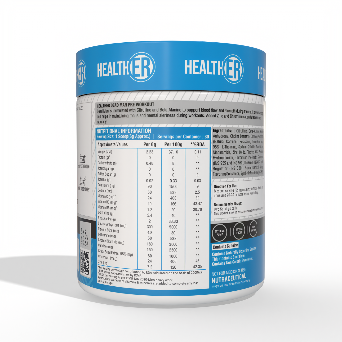 DeadMan Pre Workout with Testosterone Booster for Men & Women