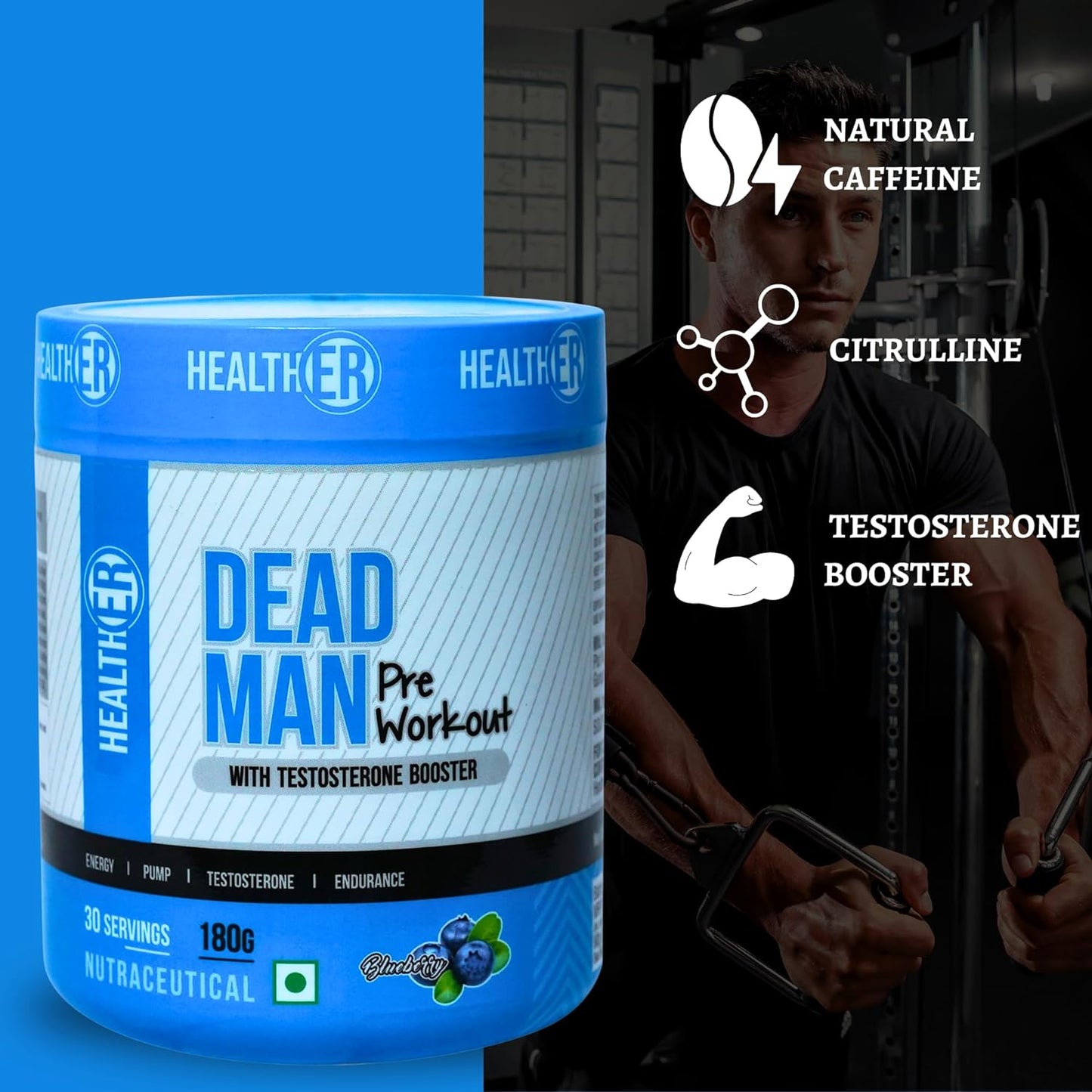 Dead Man Pre Workout with Testosterone Booster for Men & Women