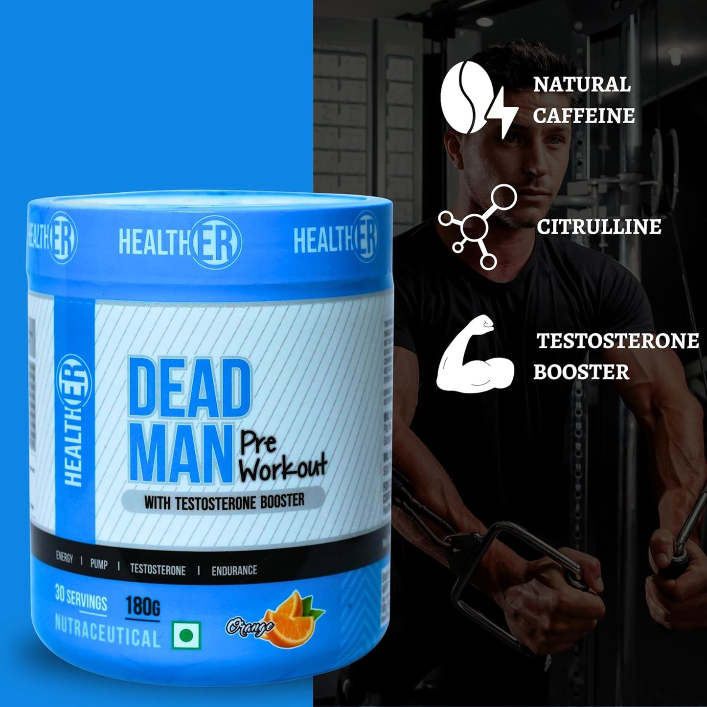 Dead Man Pre Workout with Testosterone Booster for Men & Women